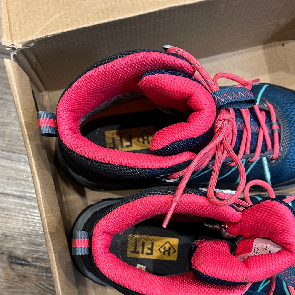 Women's Athletic Hiking Shoes - Navy and Pink - Picture 8 of 9